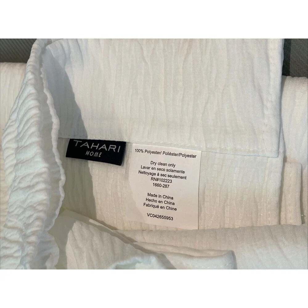 Tahari Home Gauze Rod Pocket Top Window Panel Pair White Textured 84” New